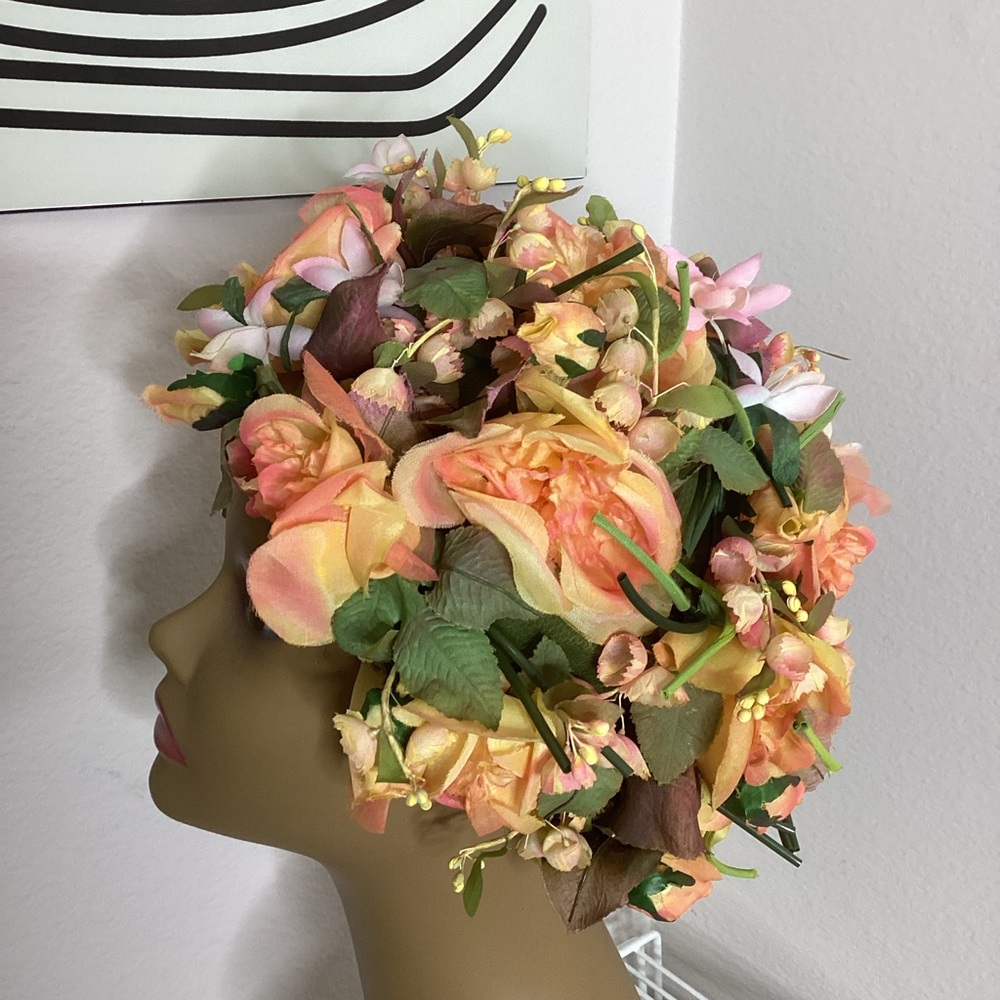 Dior Floral Crown Headband in Peach, Pink & Green - Picture 4 of 7